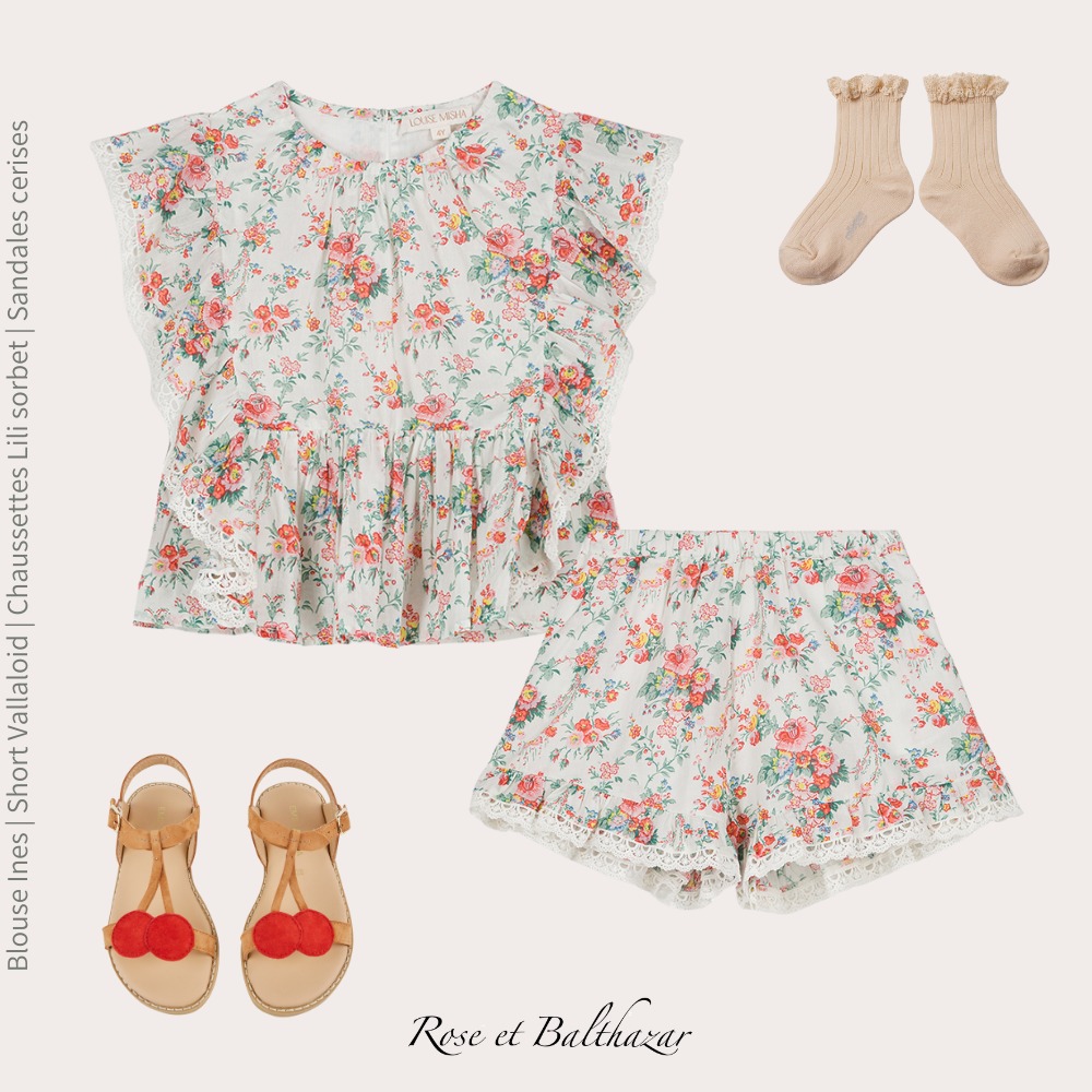 Short Vallaloid Cream Rosa Festa | Louise Misha