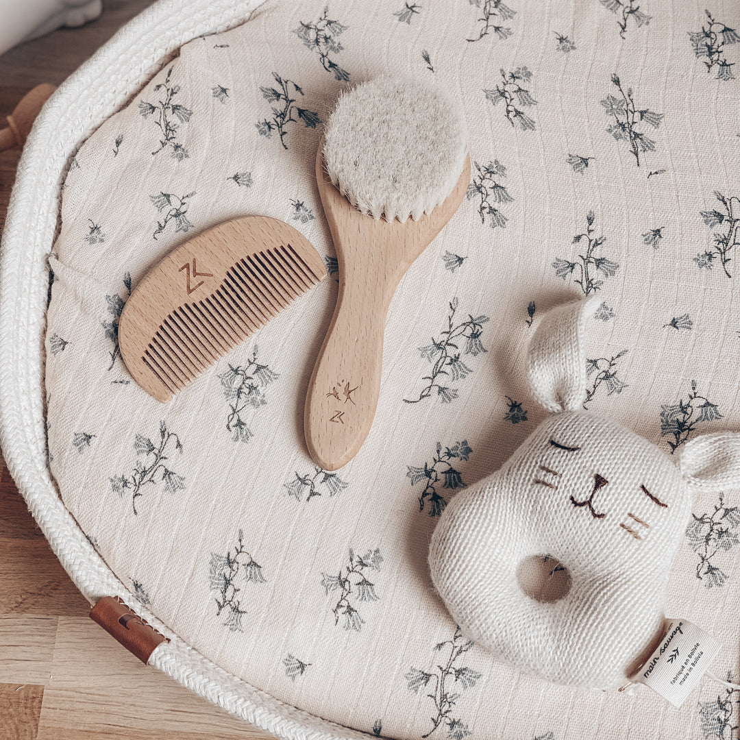 Ensemble de soins pour Bébé avec brosse et peigne - Brosse et peigne pour  Bébé en bois