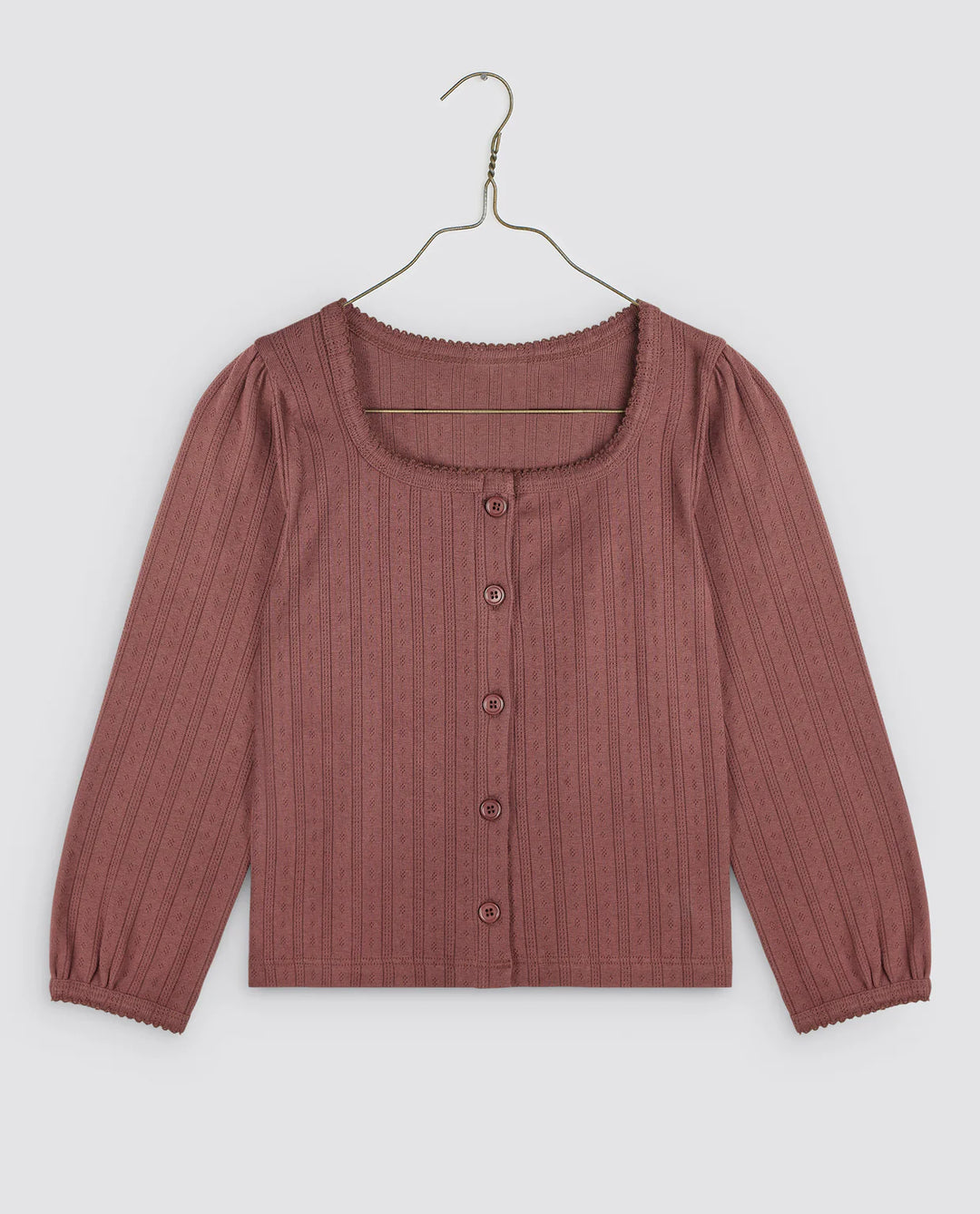 T-shirt pointelle fille Button marsala